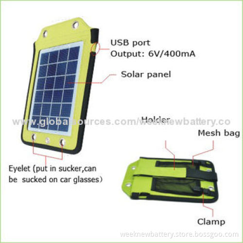 Solar Phone Charger, Can Hung on Any Kind of Bag and Set Up on Floor Charging for Mobile Phone